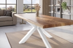 Esstisch Baumkante massiv Mango rough 260 x 100 Spider-Gestell weiß ATLAS