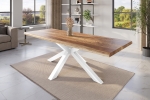 Esstisch Baumkante massiv Mango rough 300 x 100 Spider-Gestell weiß ATLAS