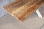 Esstisch Baumkante massiv Mango rough 300 x 100 Spider-Gestell weiß ATLAS