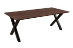 Esstisch 240 x 100 cm Akazie massiv kastanienfarben Schweizer Kante X-Gestell schwarz ROBERTO