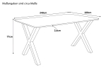 Esstisch 240 x 100 cm Akazie massiv kastanienfarben Schweizer Kante X-Gestell schwarz ROBERTO