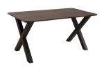 Esstisch 160 x 85 cm Akazie massiv kastanienfarben Schweizer Kante X-Gestell schwarz ROBERTO
