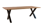 Esstisch 200 x 100 cm Akazie massiv natur mit schwarzen Resin-Adern X-Gestell schwarz PETER