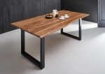  Esstisch Baumkante massiv Akazie natur 200 x 100 schwarz MILO