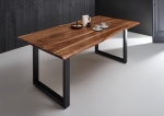  Esstisch Baumkante massiv Akazie nussbaum 140 x 80 schwarz MILO