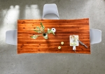  Esstisch Baumkante massiv Akazie cognac 140 x 80 silber IMKA