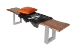 SAM® Sitzbank Baumkante 180 cm nussbaum massiv Akazie silber