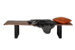 SAM® Sitzbank Baumkante 220 cm nussbaum massiv Akazie schwarz