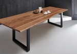 Esstisch Baumkante massiv Akazie natur 300 x 100 schwarz MILO