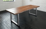  Esstisch Baumkante massiv Akazie nussbaum 180 x 90 silber LIAM