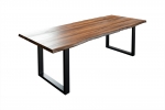  Esstisch Baumkante massiv Akazie nussbaum 220 x 100 schwarz LIAM