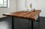  Esstisch Baumkante massiv Akazie nussbaum 220 x 100 schwarz LIAM