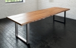  Esstisch Baumkante massiv Akazie natur 280 x 100 silber LIAM
