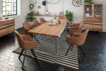  Esstisch Baumkante massiv Akazie natur 280 x 100 silber LIAM