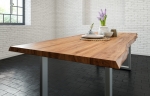  Esstisch Baumkante massiv Akazie natur 280 x 100 silber LIAM