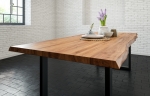  Esstisch Baumkante massiv Akazie natur 300 x 100 schwarz LIAM