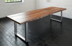  Esstisch Baumkante massiv Akazie nussbaum 300 x 100 silber LIAM