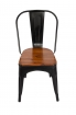 SAM® Esszimmerstuhl Metallstuhl stapelbar schwarz matt Sitz Pinienholz LINA