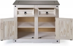  Sideboard Kommode 91,5 x 83,5 x 43 cm Pinienholz weiß grau lasiert MEXICO