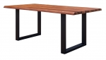 SAM® Esszimmertisch Baumkante cognacfarben Akazienholz geteilt Schwarz 120 cm BIANCA