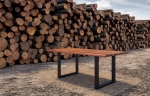 SAM® Esszimmertisch Baumkante cognacfarben Akazienholz geteilt Schwarz 120 cm BIANCA