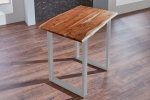  Bartisch Baumkante massiv Akazie nussbaum 80 x 80 silber Quebec