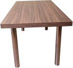 Holztisch 160 x 90 cm Holz-Dekor Eiche Dunkel, runde Metallbeine SOUND