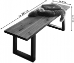 Essgruppe 220 cm Akazie nussbaumfarben U-Gestell schwarz mit 2 Bänken QUINN