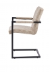 Esszimmerstuhl Freischwinger Beige Stoffbezug Eisengestell PARZIVO