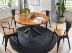 SAM® Tischgruppe Essgruppe 5tlg. Akazie cognac rund schwarz ISABELLA