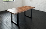  Esstisch Baumkante massiv Akazie nussbaum 140 x 80 schwarz LIAM