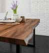  Esstisch Baumkante massiv Akazie nussbaum 140 x 80 schwarz LIAM