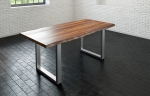  Esstisch Baumkante massiv Akazie nussbaum 140 x 80 silber LIAM