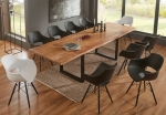 Esstisch Baumkante Akazie natur 220(320 )x100 Ansteckplatten schwarz ADINA