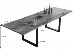 Esstisch Baumkante Akazie natur 220(320)x100 Ansteckplatten silber ADINA