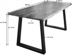 Essgruppe 140 cm Akazie cognacfarben V-Gestell schwarz mit 6 Stühlen WIEN
