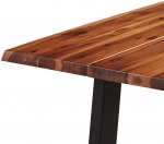 Essgruppe 140 cm Akazie cognacfarben V-Gestell schwarz mit 6 Stühlen WIEN