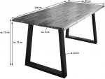 Essgruppe 120 cm Akazie cognacfarben V-Gestell schwarz mit 6 Stühlen WIEN