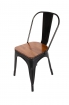 Essgruppe 120 cm Akazie cognacfarben U-Gestell schwarz mit 6 Stühlen WIEN