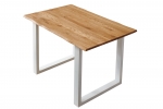  Esstisch Baumkante Massiv Wildeiche 120 x 80 weiß SESSA