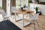  Esstisch Baumkante Massiv Wildeiche 120 x 80 weiß SESSA