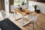  Esstisch Baumkante Massiv Wildeiche 120 x 80 weiß SESSA