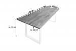  Esstisch Baumkante Massiv Wildeiche 220 x 100 weiß SESSA