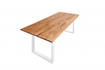  Esstisch Baumkante Massiv Wildeiche 220 x 100 weiß SESSA