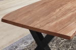  Esstisch Baumkante massiv Akazie natur 180 x 90 X-Gestell schwarz XANTEN