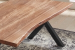 Esstisch Baumkante massiv Akazie natur 160 x 85 X-Gestell schwarz XANTEN