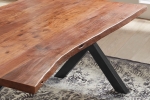  Esstisch Baumkante massiv Akazie nuss 120 x 80 X-Gestell schwarz XANTEN