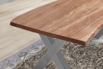  Esstisch Baumkante massiv Akazie natur 120 x 80 X-Gestell silber XANTEN