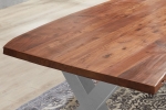  Esstisch Baumkante massiv Akazie nuss 160 x 85 X-Gestell silber XANTEN