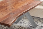  Esstisch Baumkante massiv Akazie nuss 120 x 80 X-Gestell silber XANTEN